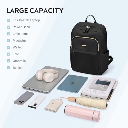 Hiking Travel Backpack for Women Casual Business Weekender Multilayer Laptop Bag,16 Inch,Black - color: A-black, size: 16 Inch