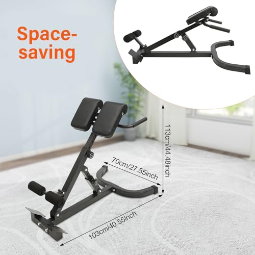 Roman Chair Back Extension Weight Bench Ab Machine Foldable Angle Height Adjustable Sit up Exercise Multi-Functional Workout Home Gym Exercise Equipment Inversion Table for Fitness - color: Upgraded Black
