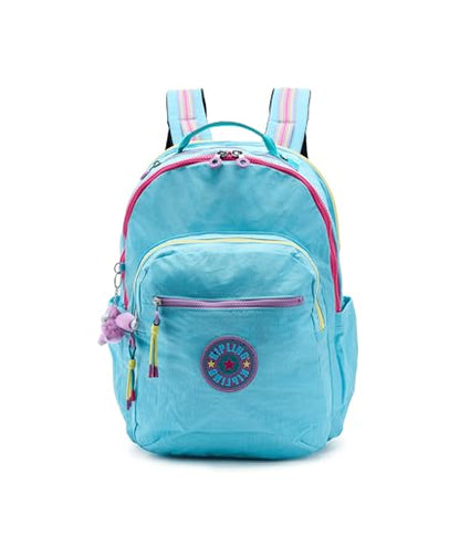 Kipling Women's Seoul Extra Large Fc 17" Laptop Backpack, Durable, Roomy with Padded Shoulder Straps, Built-In Protective Sleeve - color: Splash Blue C, size: 13.5''L x 17.75''H x 9''D