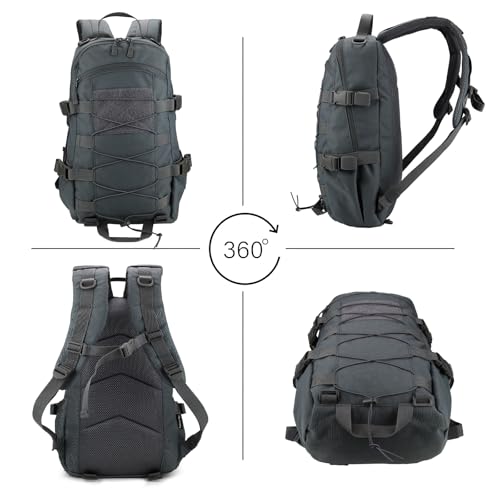 25L Hiking Backpack Small Tactical Backpack Daypack Camping Trekking Hunting Molle Pack for Men Women, Grey - color: Grey