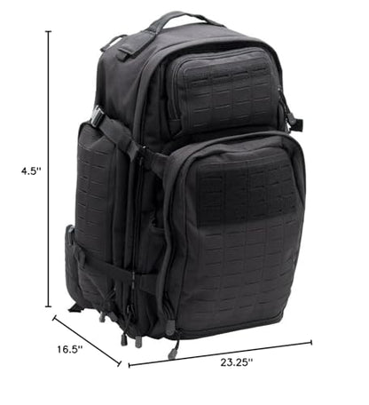 LA Police Gear Atlas 72 Hour Tactical Backpack for Men & Women, Large Bug Out Bag with MOLLE System, Hiking Hunting Combat Backpack, Black - color: Black