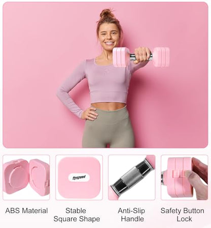 15LB 20LB 30LB 40LB 50LB Adjustable Dumbbell Set Free Weights Dumbbells Set for Women Men Hand Weights Sets Adjust Dumbbell Weight Sets for Home Gym Exercise Workout Strength Training Equipments - color: Pink