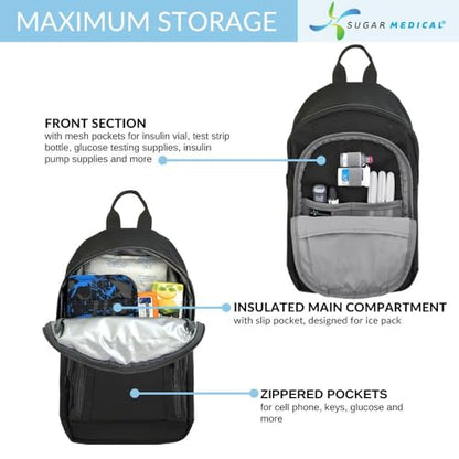 Sugar Medical Insulated Diabetes Sling Backpack | Diabetic Care Products | Diabetic Supplies Travel | Diabetes Care (Nico) - color: Nico