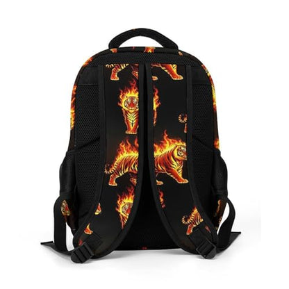 Water Resistant Laptop Backpack Fire Flame Tiger, Business Anti Theft Computer Bag with Water Bottle Pockets for College Men Women - color: Pattern (338)