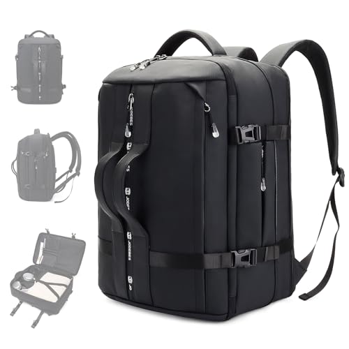50L Travel Backpack for Men Women, Carry on Backpack Fits 17 Inch Laptop, Convertible Duffle Bag Business Work Commuter Backpack, TSA Weekender Overnight Bag, Black - color: 6940w-black