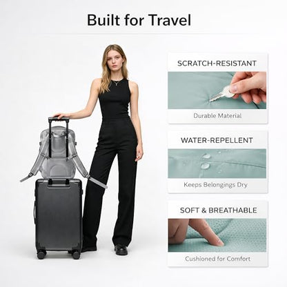 Travel Backpack, Expandable Large Capacity Business Work, Water Repellent Carry On Daypack with USB Charging Port, Fit 17 Inch Laptop, Bag for Men and Women,Mint Green - color: Mint Green