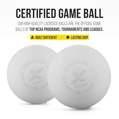 PEARL X Greaseless Lacrosse Balls by Guardian Innovations - Official Ball of NCAA Championships - Meets NOCSAE Standards and SEI/NCAA Certified - color: White, size: 10 Pack