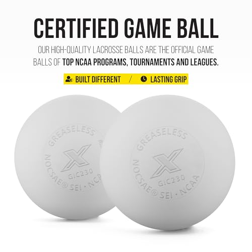 PEARL X Greaseless Lacrosse Balls by Guardian Innovations - Official Ball of NCAA Championships - Meets NOCSAE Standards and SEI/NCAA Certified - color: White, size: 50 Pack