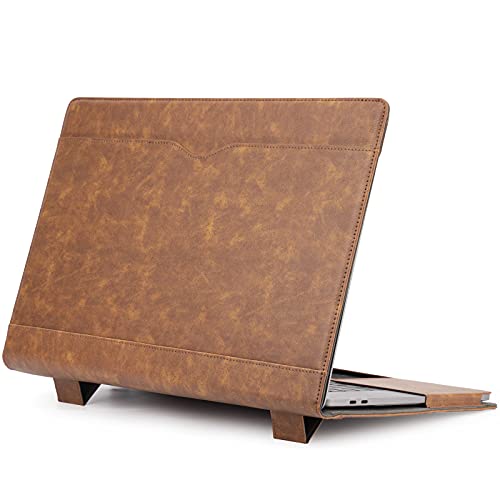 TYTX Compatible with MacBook Pro Leather Case 15 Inch 2016-2019 Release (A1990 A1707) Laptop Sleeve Protective Folio Book Cover with Vents, Brown - color: Brown