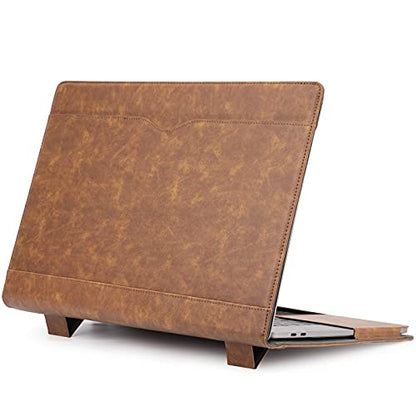 TYTX Compatible with MacBook Pro Leather Case 15 Inch 2016-2019 Release (A1990 A1707) Laptop Sleeve Protective Folio Book Cover with Vents, Brown - color: Brown