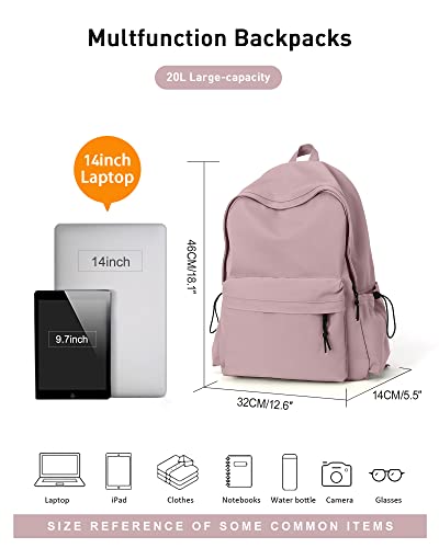BJLFS Purple Backpack for Girls Women, Waterproof High School Bookbag, Lightweight Casual Travel Daypack,Classic Basic College Backpack, Middle School Bag for Teen Girls Boys Cute Back Pack - color: Small Purple