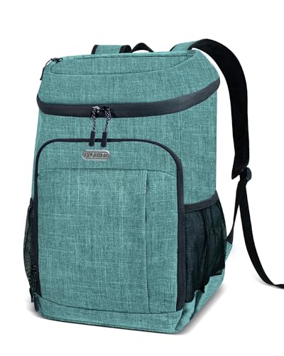 BAGLHER Lightweight Insulated Cooler Backpack - 30 Cans, Leak-Proof for Lunch, Picnic, Hiking, Camping Trips - color: green-plus