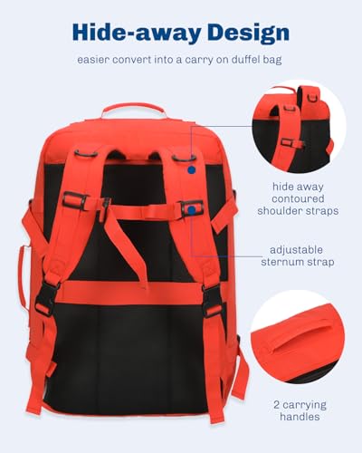 Hynes Eagle Carry on Backpack 38L Large Travel Backpack for Women Flight Approved Weekender Bag Laptop Backpack Men 15 inches Orange - color: Orange