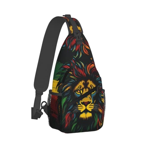 Jamaica Reggae Music Lion Outdoor Crossbody Shoulder Bag For Unisex Young Adult Hiking Bicycling - color: 1