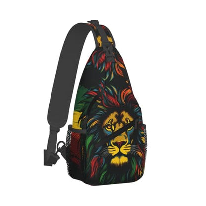 Jamaica Reggae Music Lion Outdoor Crossbody Shoulder Bag For Unisex Young Adult Hiking Bicycling - color: 1