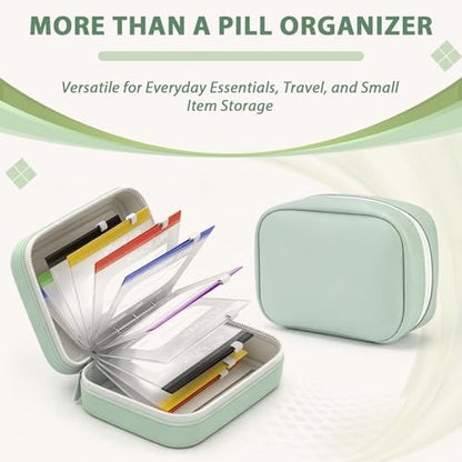 A8 Waterproof Pill Organizer Set with 14PCS Pouches, A8 Waterproof Pill Pouch Set, Large Weekly Pill Organizer with 14 Color-Coded Medicine Pouches, Reusable Leak-Proof Weekly Pill Storage Case