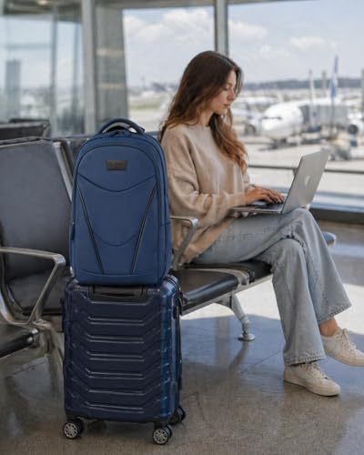 MATEIN HER Navy Blue Backpack, Computer Backpack with Water Bottle Pocket | 17.3 Inch Laptop Compartment, Water Resistant, with Lunch Compartment, RFID Pocket, Teacher Nurse, Office Commute Travel Work - color: Blue