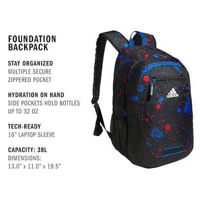 adidas Excelerator School Backpack, 33L - color: Splatter Black/Bright Royal Blue, size: OSFA