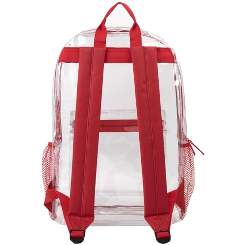 Trail maker Bulk Clear Backpacks Wholesale for School 24 Pack Clear Backpacks for Boys, Girls, School, Stadium, Travel (Red Pack) - color: Red Pack