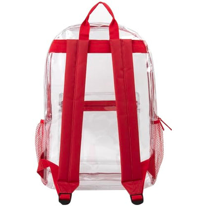 Trail maker Bulk Clear Backpacks Wholesale for School 24 Pack Clear Backpacks for Boys, Girls, School, Stadium, Travel (Red Pack) - color: Red Pack