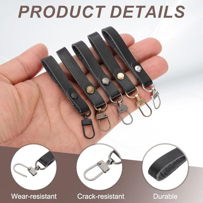 uxcell 5pcs Zipper Pull, 4 Inch Leather Zip Puller Zipper Replacement Repair Kit Head Handle for Luggage Clothing Jackets Backpacks Boots, Black - color: Black