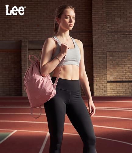 Lee Drawstring Backpack Bag Lightweight Small Gym Swim Beach Bag Water Resistant Sports Sackpack for Men Women, LEE48-002DPK - color: Dark Pink