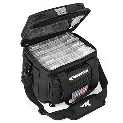 KastKing Fishing Tackle Bags - Saltwater & Freshwater Fishing Bags - Water Resistant, Padded Shoulder Strap - Gear Storage - color: Black-Medium, size: Medium
