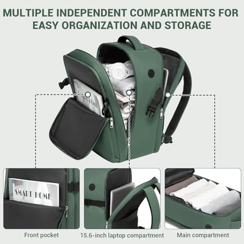 Kono 20L Casual Daypack, 40×20×25 cm, Airline Approved, 15.6" waterproof Laptop Backpack for Men & Women – Green - color: Green