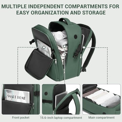 Kono 20L Casual Daypack, 40×20×25 cm, Airline Approved, 15.6" waterproof Laptop Backpack for Men & Women – Green - color: Green