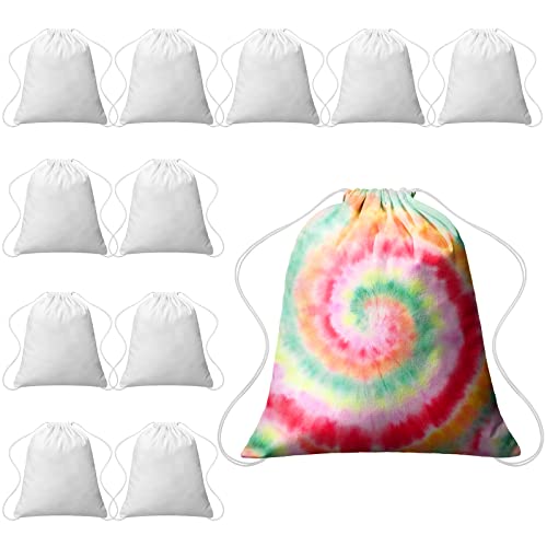 Saintrygo 12/6 Pcs Cotton Tie Dye Drawstring Bags - color: White