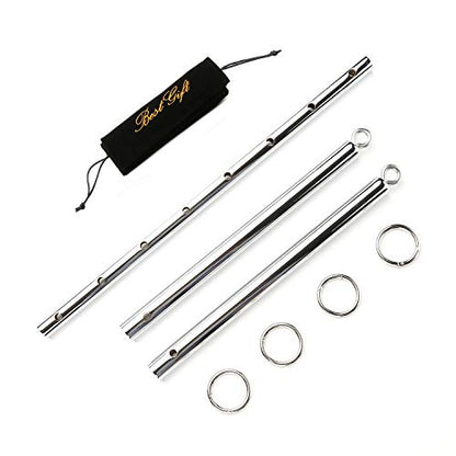 2026 Upgraded Heavy Duty Expandable Spreader Bar – Adjustable PU Straps for Pilates, Yoga - style: Silver+BlackStar