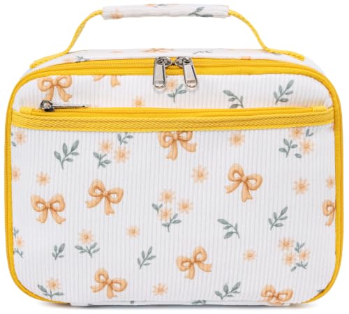 LEDAOU Lunch Box Kids Insulated Lunch Bag Girls Boys Toddler Reusable Lunchbox for School Picnic Hiking (Yellow Flower) - color: Yellow Flower