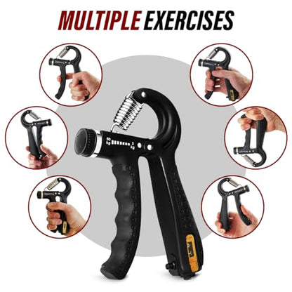 Hand Grip Strengthener Trainer with Adjustable Resistance 10-130lbs (4.5-59kg), Forearm Hand Grip Strength Exerciser for Muscle Building, Injury Recovery, and Therapy Stress Relief - color: Black, style: 2-Pack