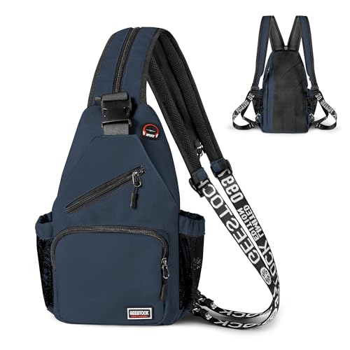 Geestock Convertible Sling Bag for Women Men, Lightweight Crossbody Backpack Daypack Chest Bag Fit 10.9" Tablet for Travel, Sport, Hiking & Commute, Navy Blue, 8.27in×3.94in×13.39in - color: Navy Blue, size: Large