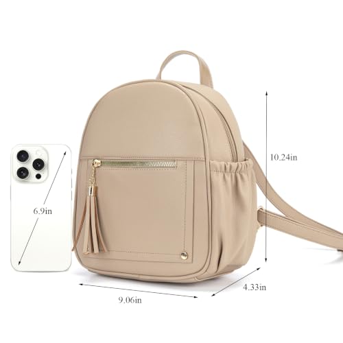 Montana West Mini Backpack Purse for Women Anti Theft Backpacks with Secured Zipper and Tassel - color: *Mini Khaki