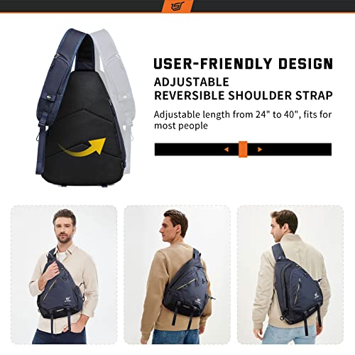 SKYSPER Sling Laptop Bag (Up to 13 Inch) - 18L Crossbody Sling Backpack Travel Shoulder Bag Hiking Daypack for Men Women(Navyblue) - color: Blue