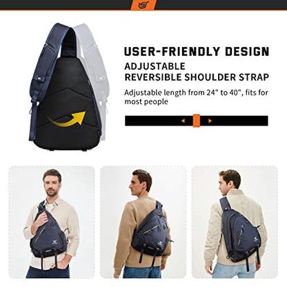 SKYSPER Sling Laptop Bag (Up to 13 Inch) - 18L Crossbody Sling Backpack Travel Shoulder Bag Hiking Daypack for Men Women(Navyblue) - color: Blue