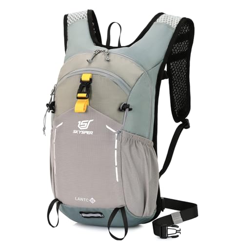 SKYSPER Small Hiking Backpack - 15L Travel Daypack Lightweight Bag Water Resistant Hiking Backpacks for Women Men - color: Lightgray, size: Small