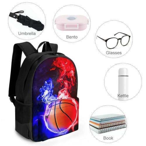 Basketball Flame Backpack, Durable Polyester Daypack with Laptop Compartment, Reinforced Bottom, Adjustable Shoulder Straps And Multi Pockets for Travel And Daily Use - color: Basketball Flame
