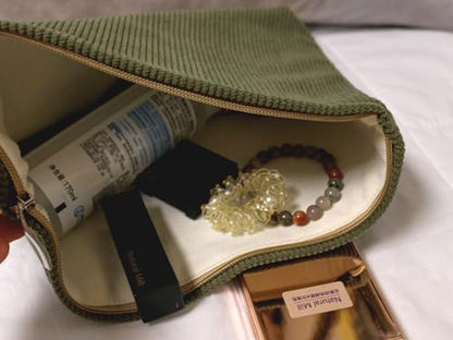 HAPPYHEIDI Large Makeup Bag Travel Cosmetic Pouch, Bronze Olive Green - color: Bronze Olive Green