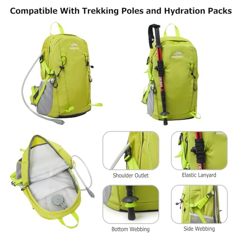 30L Hiking Backpack with Hydration Compartment Water Resistant Outdoor Daypack with Breathable Back System Rucksack for Camping Travel Daily Use Green - color: Green