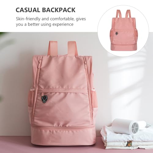 Waterproof Travel Backpack Dry Wet Separation Gym Bag Lightweight Casual Daypack with Shoe Compartment Pink for Swimming and Outdoor Activities