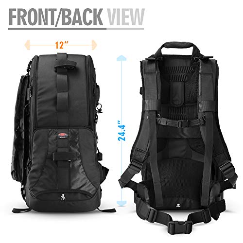 22L Large Professional DSLR Camera Backpack & Laptop Travel Camera Bag with Rain Cover for Digital Cameras, Tablet, Lens Kit for Full Frame Mirrorless Digital Camera - size: 22L