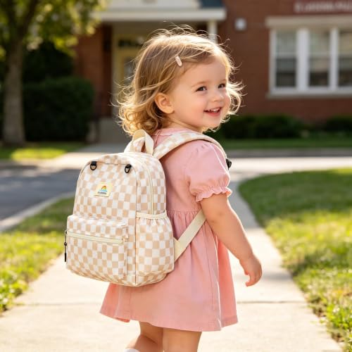 STEAMEDBUN Toddler Backpack Boys Girls 2-4, Preschool Daycare Backpack -12inch - color: Brown Checkerboard, size: Mini-12"H(not fit folder)