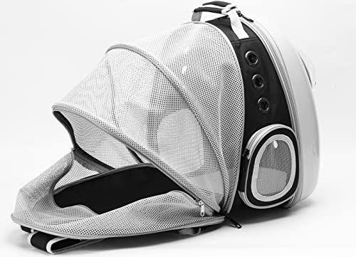 Back Expandable Cat Carrier Backpack, Backpack for Cats Kitten Small Puppy, Airline Approved Cat Bubble Backpack, Space Capsule Astronaut Carrier - color: White