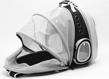 Back Expandable Cat Carrier Backpack, Backpack for Cats Kitten Small Puppy, Airline Approved Cat Bubble Backpack, Space Capsule Astronaut Carrier - color: White
