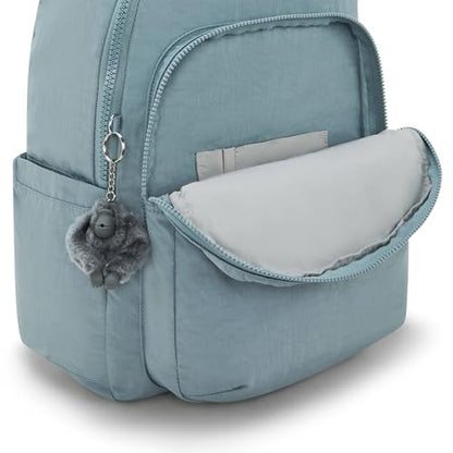 Kipling Women's Seoul 15" Laptop Backpack, Durable, Roomy with Padded Shoulder Straps, Built-In Protective Sleeve - color: Relaxed Grey, size: 12.75''L x 17.25''H x 8''D