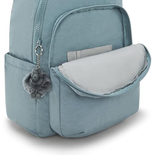 Kipling Women's Seoul 15" Laptop Backpack, Durable, Roomy with Padded Shoulder Straps, Built-In Protective Sleeve - color: Relaxed Grey, size: 12.75''L x 17.25''H x 8''D