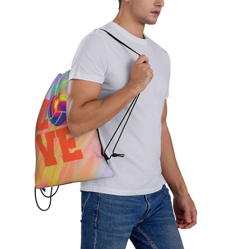 Love Volleyball Unisex Drawstring Backpack Bag Sport Gym Travel Swim Sackpack - color: Love Volleyball3