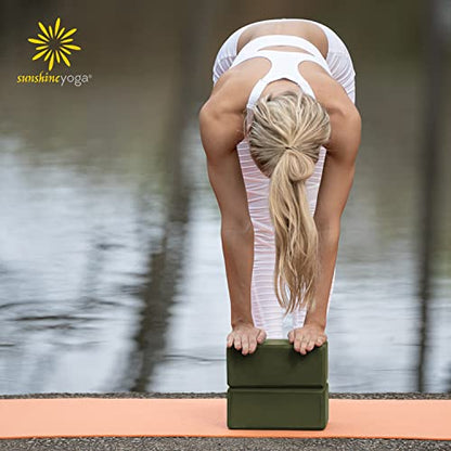 4" Yoga Block, 10 Pack Bulk EVA Foam Yoga Blocks, Firm and Supportive Yoga Brick, Balance Foam for Stretching, Pilates, and Workout, 4" x 6" x 9" - color: Olive